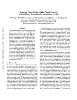 Temporal Pulses Driven Spiking Neural Network for Fast Object
  Recognition in Autonomous Driving