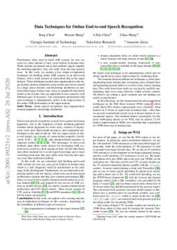 Data Techniques For Online End-to-end Speech Recognition