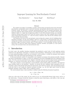 Improper Learning for Non-Stochastic Control