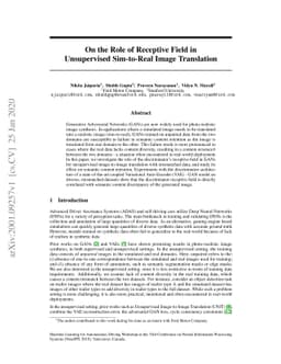 On the Role of Receptive Field in Unsupervised Sim-to-Real Image
  Translation