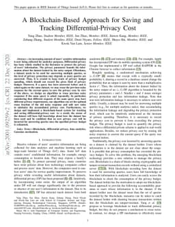 A Blockchain-Based Approach for Saving and Tracking Differential-Privacy
  Cost