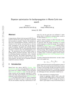 Bayesian optimization for backpropagation in Monte-Carlo tree search