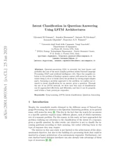 Intent Classification in Question-Answering Using LSTM Architectures