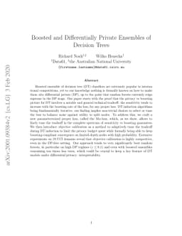Boosted and Differentially Private Ensembles of Decision Trees