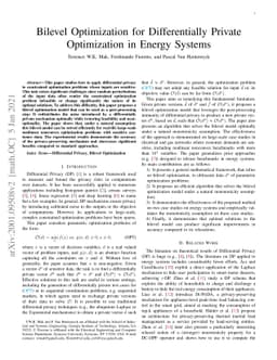 Bilevel Optimization for Differentially Private Optimization in Energy
  Systems