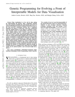 Genetic Programming for Evolving a Front of Interpretable Models for
  Data Visualisation