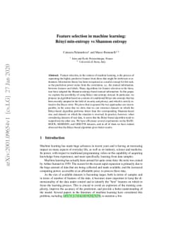 Feature selection in machine learning: Rényi min-entropy vs Shannon
  entropy