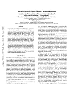 Towards Quantifying the Distance between Opinions