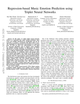 Regression-based music emotion prediction using triplet neural networks