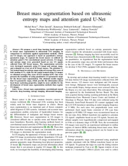 Breast mass segmentation based on ultrasonic entropy maps and attention
  gated U-Net