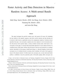 Faster Activity and Data Detection in Massive Random Access: A
  Multi-armed Bandit Approach
