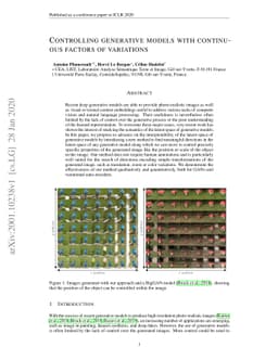 Controlling generative models with continuous factors of variations