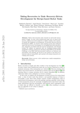 Taking Recoveries to Task: Recovery-Driven Development for Recipe-based
  Robot Tasks