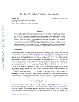 Fast Rates for Online Prediction with Abstention
