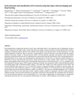 Early-detection and classification of live bacteria using time-lapse
  coherent imaging and deep learning