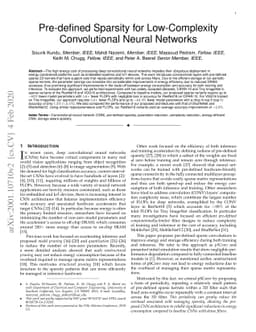 Pre-defined Sparsity for Low-Complexity Convolutional Neural Networks