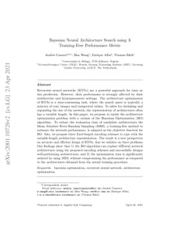 Bayesian Neural Architecture Search using A Training-Free Performance
  Metric