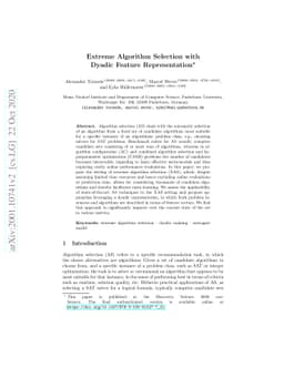 Extreme Algorithm Selection With Dyadic Feature Representation
