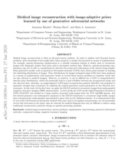 Medical image reconstruction with image-adaptive priors learned by use
  of generative adversarial networks