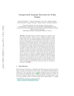 Unsupervised Anomaly Detection for X-Ray Images