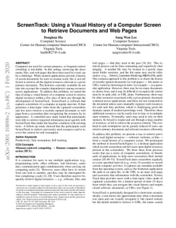 ScreenTrack: Using a Visual History of a Computer Screen to Retrieve
  Documents and Web Pages