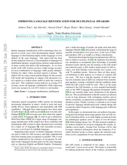 Improving Language Identification for Multilingual Speakers