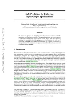 Safe Predictors for Enforcing Input-Output Specifications
