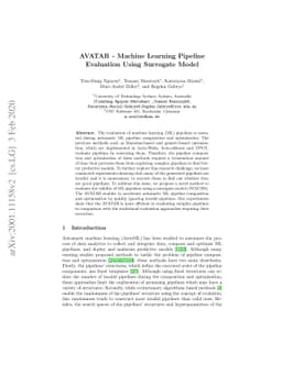 AVATAR -- Machine Learning Pipeline Evaluation Using Surrogate Model