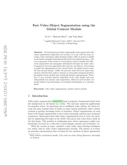Fast Video Object Segmentation using the Global Context Module