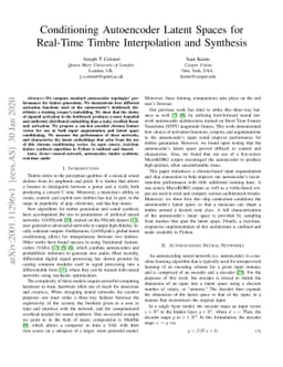 Conditioning Autoencoder Latent Spaces for Real-Time Timbre
  Interpolation and Synthesis