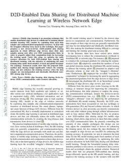D2D-Enabled Data Sharing for Distributed Machine Learning at Wireless
  Network Edge