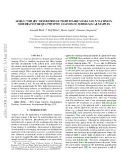 Semi-Automatic Generation of Tight Binary Masks and Non-Convex
  Isosurfaces for Quantitative Analysis of 3D Biological Samples