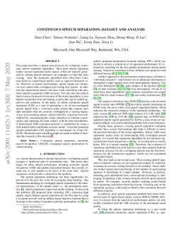 Continuous speech separation: dataset and analysis