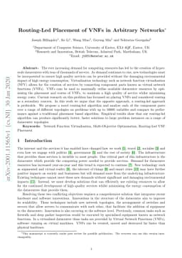 Routing-Led Placement of VNFs in Arbitrary Networks