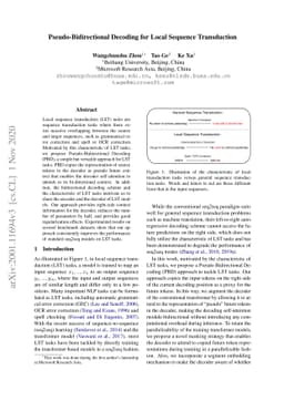 Pseudo-Bidirectional Decoding for Local Sequence Transduction