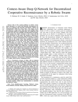 Context-Aware Deep Q-Network for Decentralized Cooperative
  Reconnaissance by a Robotic Swarm