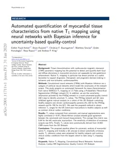 Automated quantification of myocardial tissue characteristics from
  native T1 mapping using neural networks with Bayesian inference for
  uncertainty-based quality-control