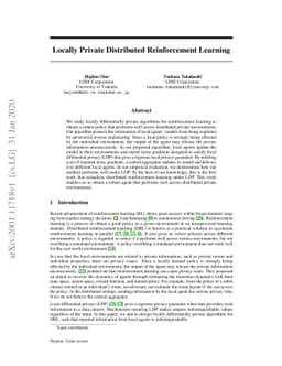 Locally Private Distributed Reinforcement Learning