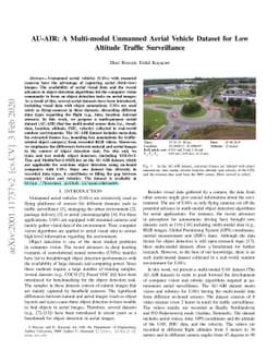 AU-AIR: A Multi-modal Unmanned Aerial Vehicle Dataset for Low Altitude
  Traffic Surveillance