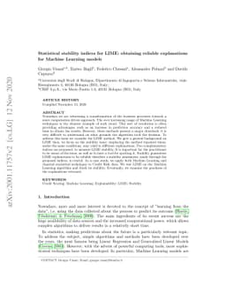Statistical stability indices for LIME: obtaining reliable explanations
  for Machine Learning models