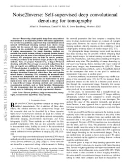 Noise2Inverse: Self-supervised deep convolutional denoising for
  tomography