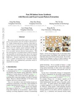 Fast 3D Indoor Scene Synthesis with Discrete and Exact Layout Pattern
  Extraction