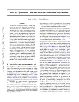 Choice Set Optimization Under Discrete Choice Models of Group Decisions