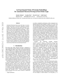 An Experimental Study of Formula Embeddings for Automated Theorem
  Proving in First-Order Logic