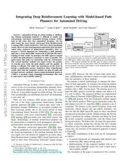 Integrating Deep Reinforcement Learning with Model-based Path Planners
  for Automated Driving
