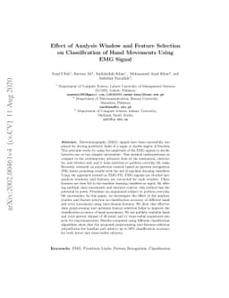 Effect of Analysis Window and Feature Selection on Classification of
  Hand Movements Using EMG Signal