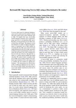 Bertrand-DR: Improving Text-to-SQL using a Discriminative Re-ranker