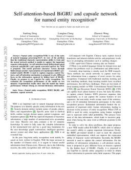 Self-attention-based BiGRU and capsule network for named entity
  recognition