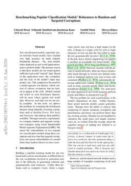 Benchmarking Popular Classification Models' Robustness to Random and
  Targeted Corruptions