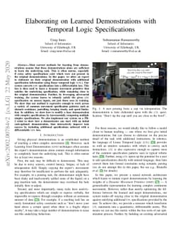 Elaborating on Learned Demonstrations with Temporal Logic Specifications